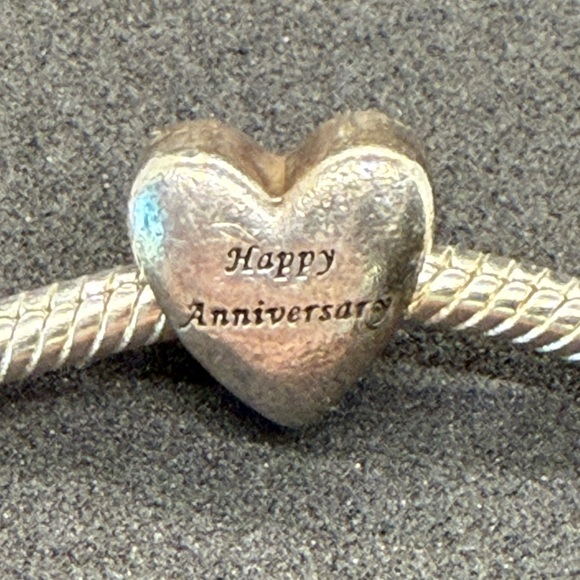 Pandora Sterling Silver & 14K Gold Happy Anniversary Heart Charm – ALE 925 - Picture 7 of 7